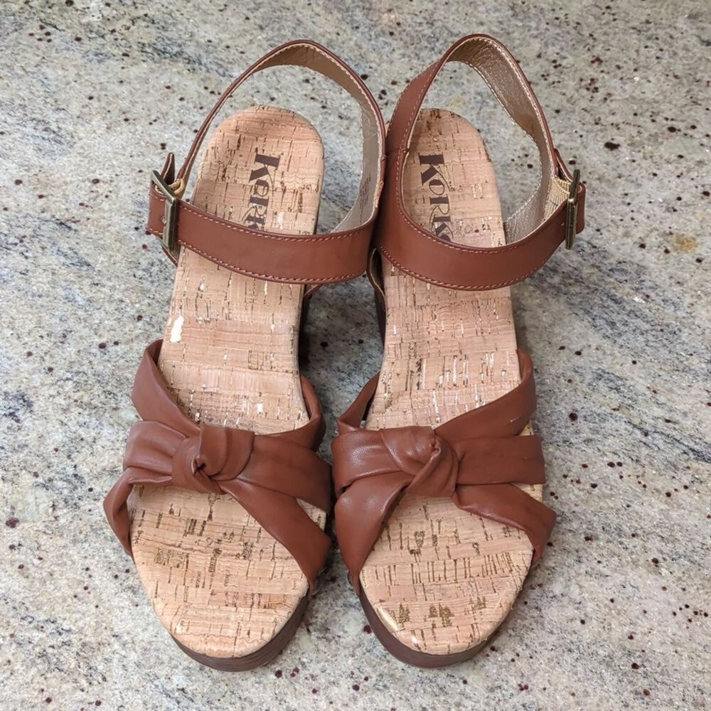 Kork Ease Women's Dawson 70's Platform  Ankle Strap Summer Sandal Brown SZ 10